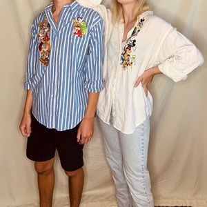 vintage Disney white 100% linen blouse